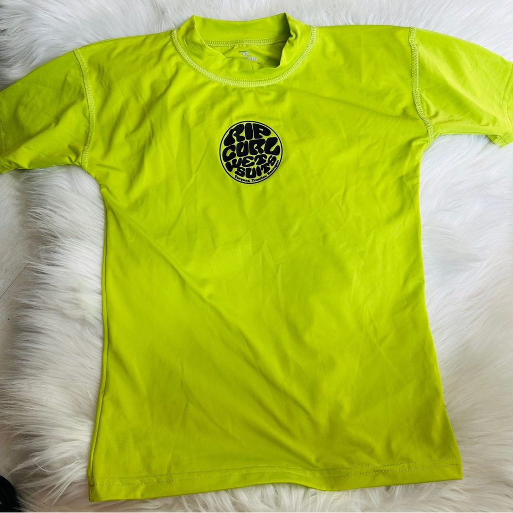 NWOT Rip Curl Wet Suits Performance Fit UPF50+ Lime Green Top, 12